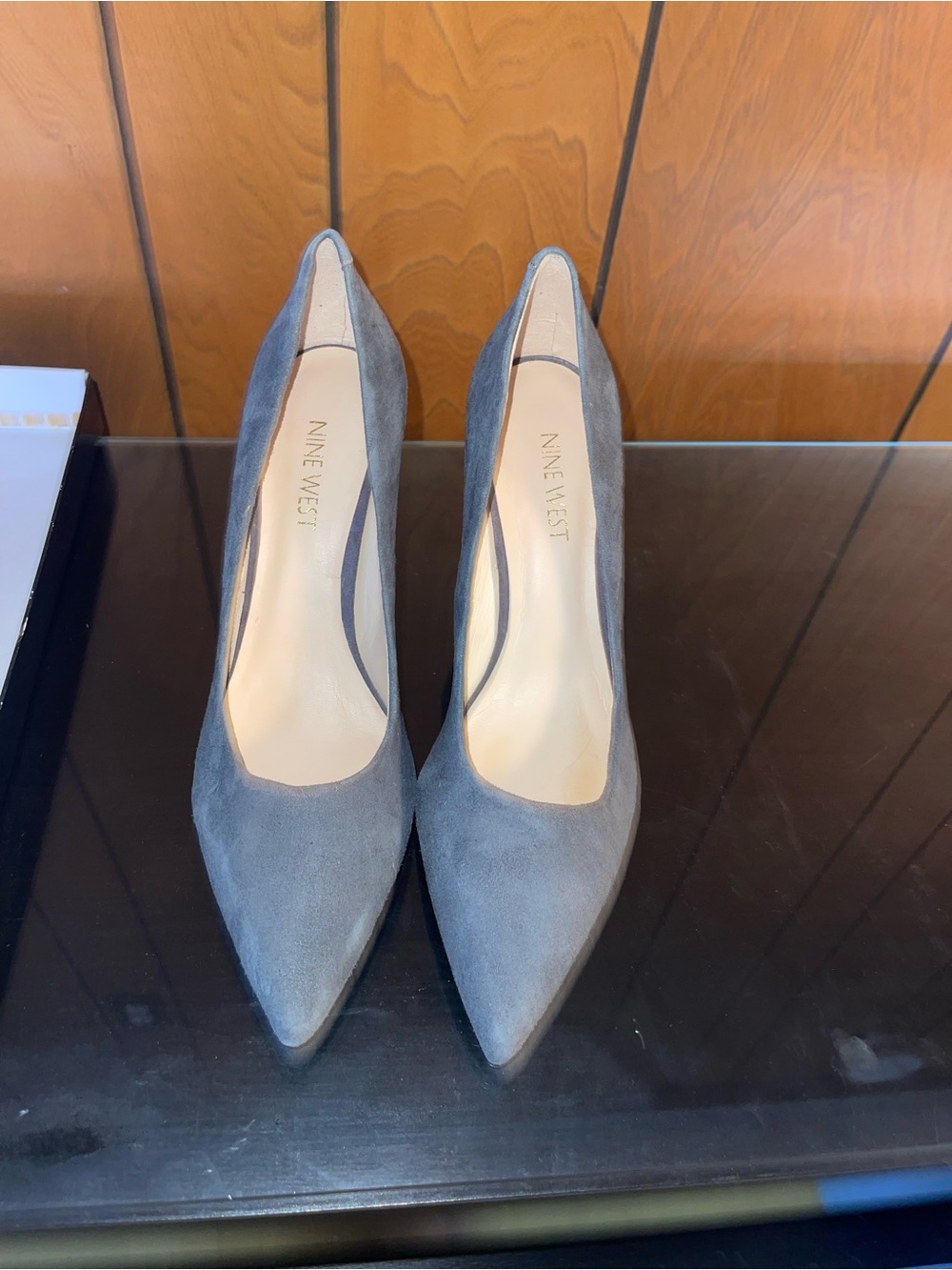 Nine West Slate Gray Suede Pointed-Toe Pumps